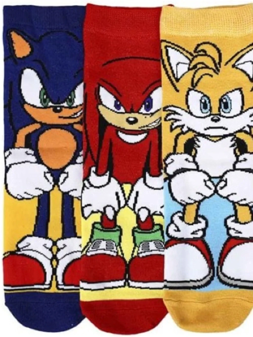 Bioworld Sonic The Hedgehog Character Crew Socks - Blue, Yellow, Red